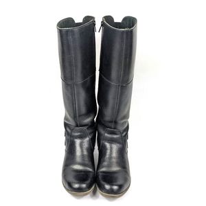 CLARKS Black Riding Boots with Gold Tone Buckles Size 8.5